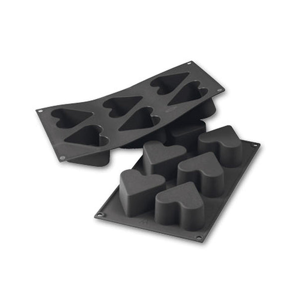 Martellato 2.6 in (65 mm) 3D Heart Silicone Mold, Black