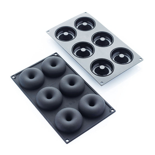 Martellato 6.9 x 11.8 in (17.5 x 30 cm) Donuts Silicone Mold, Black