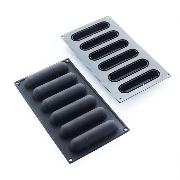 Martellato 6.9 x 11.8 in (17.5 x 30 cm) Eclair Silicone Mold, Black
