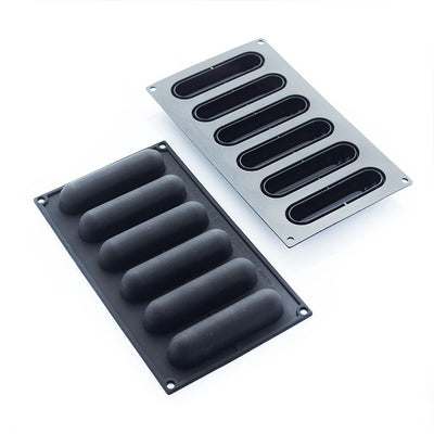 Martellato 6.9 x 11.8 in (17.5 x 30 cm) Eclair Silicone Mold, Black
