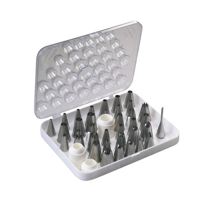 Martellato Large Piping Tip Set – Stainless Steel Decorating Nozzles (36-Piece Case)