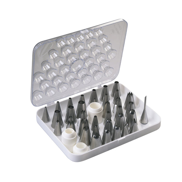 Martellato Large Piping Tip Set – Stainless Steel Decorating Nozzles (36-Piece Case)