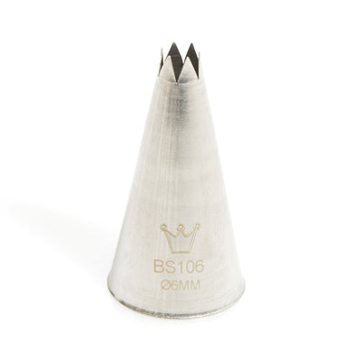 Martellato Open Star Piping Tip – 0.24 in (6 mm), Stainless Steel