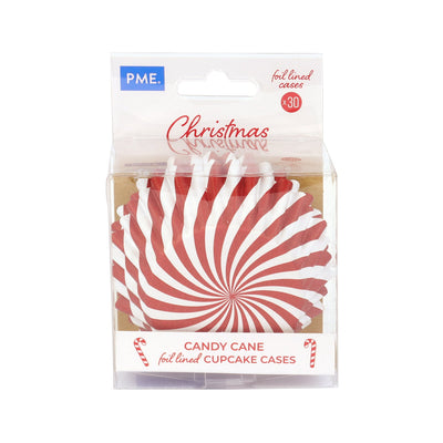 PME Foil Lined Cupcake Cases, Candy Cane Stripes, Pack of 30