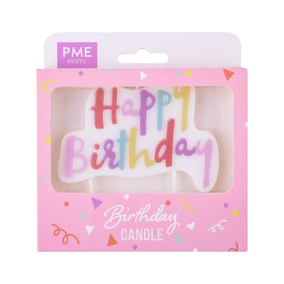 PME Happy Birthday Candle, Pastel Pinks