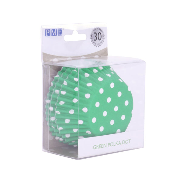 PME Foil Lined Cupcake Cases, Green Polka Dots