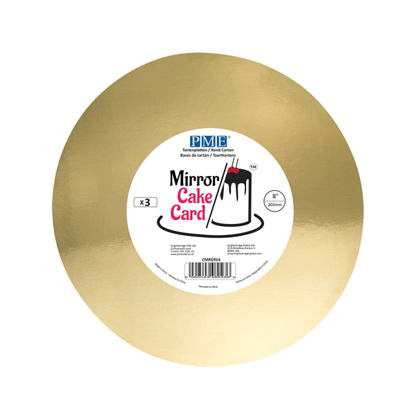 PME Round Mirror Cake Card 8in, Gold, Pack of 3
