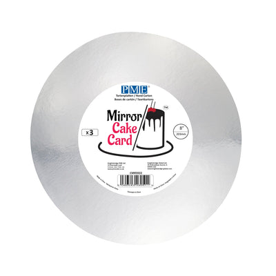 PME Round Mirror Cake Card 8in, Silver, Pack of 3