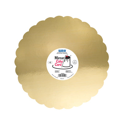 PME Scallop Mirror Cake Card 12in, Gold, Pack of 3