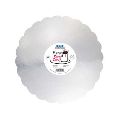 PME Scallop Mirror Cake Card 10in, Silver, Pack of 3