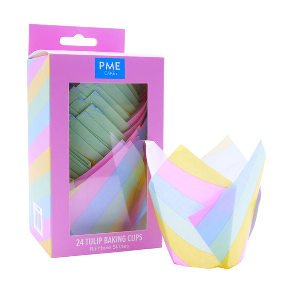 PME Tulip Muffin Cases, Rainbow Stripes
