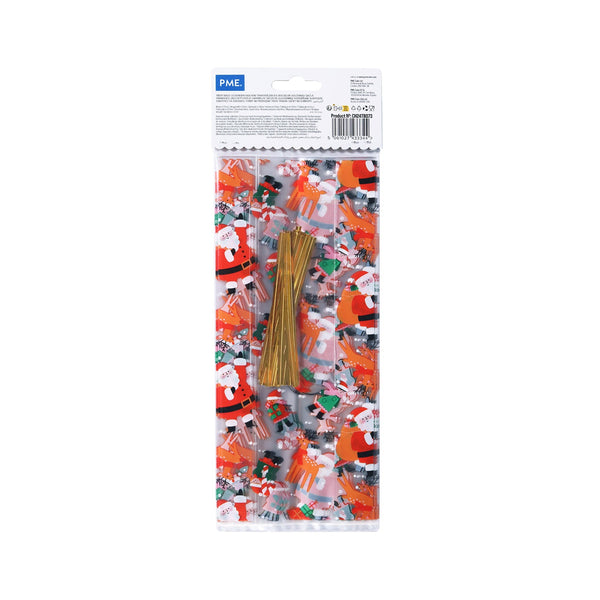 PME Plastic Treat Bags, Santa's Workshop, Pack of 20