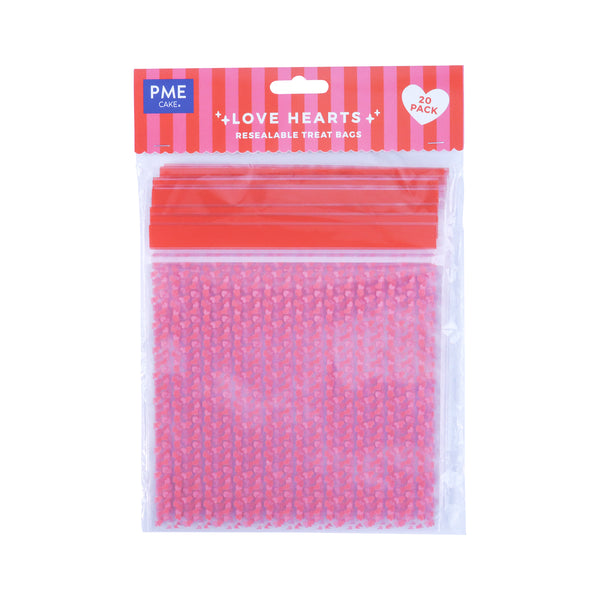 PME Square Valentine’s Day Treat Bags – Love Hearts, Pack of 20