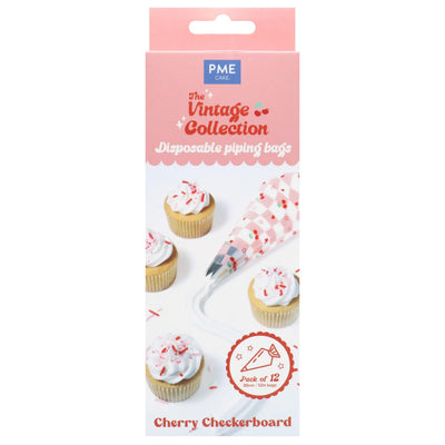 PME Cherry Checkerboard Disposable Icing Piping Bags – 12 in, Pack of 12