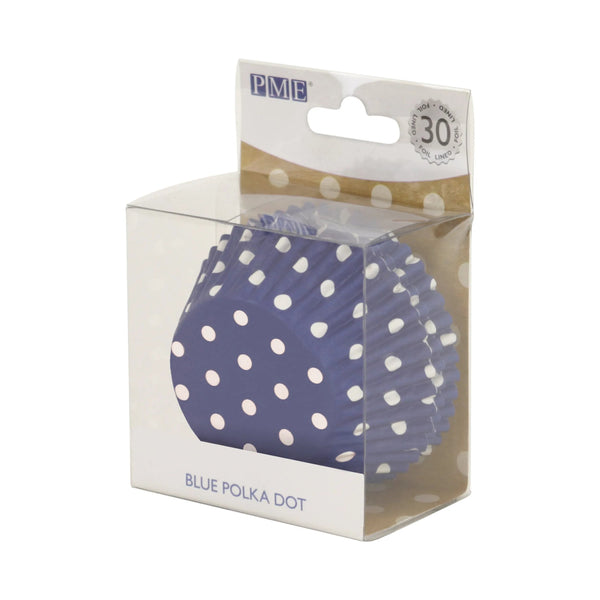 PME Foil Lined Cupcake Cases – Blue Polka Dots, Pack of 30
