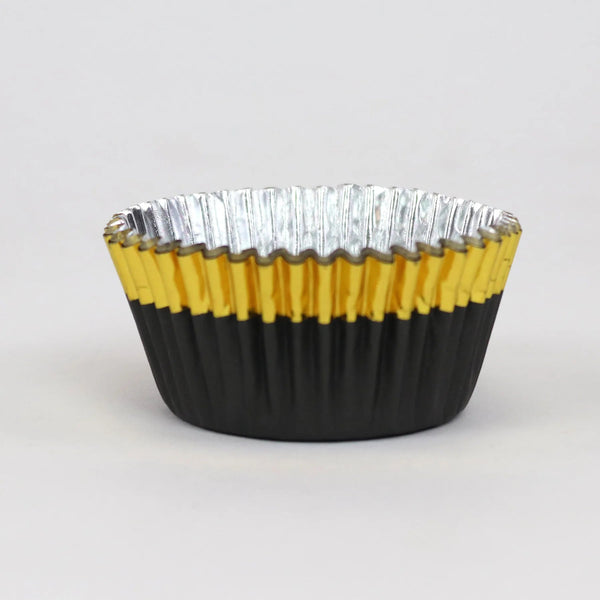 PME Foil-Lined Cupcake Cases – Black with Gold Foil Trim, Pack of 30