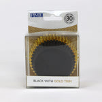 PME Foil-Lined Cupcake Cases – Black with Gold Foil Trim, Pack of 30