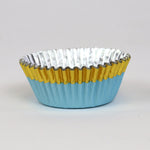 PME Foil-Lined Cupcake Cases – Blue with Gold Foil Trim, Pack of 30