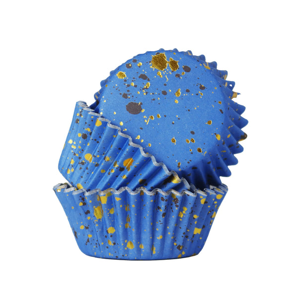 PME Foil-Lined Cupcake Cases – Blue & Gold Flecks, Pack of 30