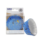 PME Foil-Lined Cupcake Cases – Blue & Gold Flecks, Pack of 30