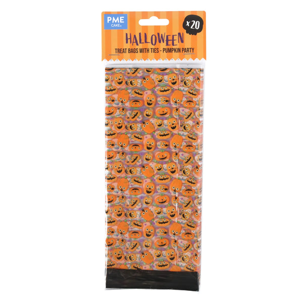 PME Halloween Treat Bags with Twist Ties – Pumpkin Party, Pack of 20