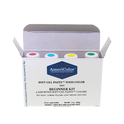 AmeriColor Beginner Kit - 4 Pc Set of 0.75 oz Soft Gel Paste Assorted Colors