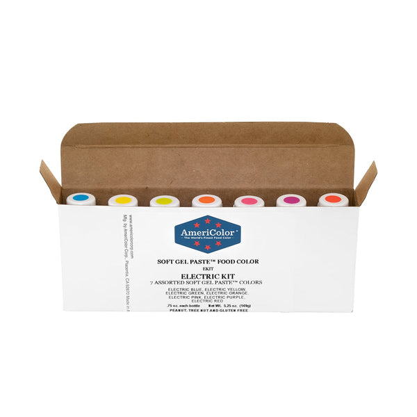 AmeriColor Electric Color Kit - 7 Pc Set of 0.75 oz Soft Gel Paste Electric Colors