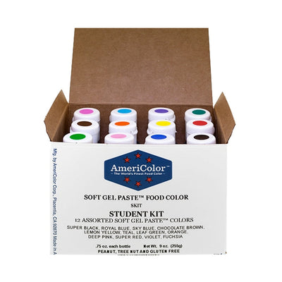 AmeriColor Student Kit - 12 Pc Set of 0.75 oz Soft Gel Paste Assorted Colors