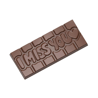 Chocolate World Tablet – 'I Miss You' Message Polycarbonate Chocolate Mold – 1.97 x 4.65 x 0.31 in, 4 Cavities