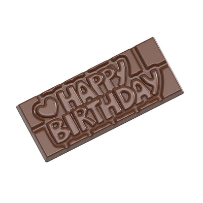 Chocolate World Tablet – 'Happy Birthday' Message Polycarbonate Chocolate Mold – 1.97 x 4.65 x 0.31 in, 4 Cavities