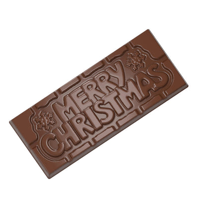 Chocolate World Tablet – 'Merry Christmas' Message Polycarbonate Chocolate Mold – 1.97 x 4.65 x 0.31 in, 4 Cavities