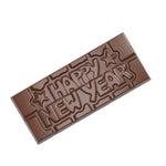 Chocolate World Tablet – 'Happy New Year' Message Polycarbonate Chocolate Mold – 1.97 x 4.65 x 0.31 in, 4 Cavities