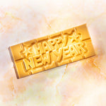 Chocolate World Tablet – 'Happy New Year' Message Polycarbonate Chocolate Mold – 1.97 x 4.65 x 0.31 in, 4 Cavities