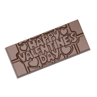 Chocolate World Tablet – 'Happy Valentine's Day' Message Polycarbonate Chocolate Mold – 4.65 x 1.97 x 0.31 in, 4 Cavities