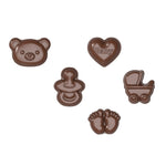 Chocolate World Baby Shower Caraque Polycarbonate Chocolate Mold (6 Figures) – Ultra-Flat, 18 Cavities
