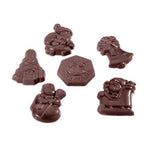 Chocolate World Christmas Garnish Caraque (6 Figures) Polycarbonate Chocolate Mold – ~1.38 x 1.38 x 0.20 in, 21 Cavities