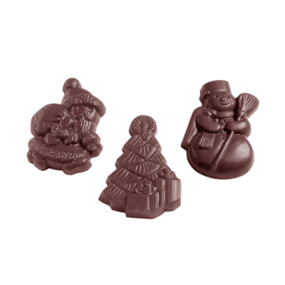 Chocolate World Christmas Assortment (3 Figures) Polycarbonate Chocolate Mold – ~1.57 x 1.57 x 0.79 in, 9 Cavities