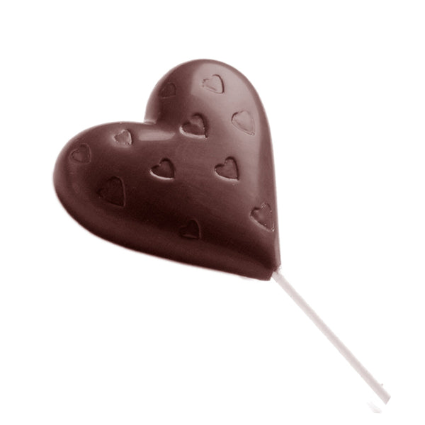 Chocolate World Lollipop Heart Polycarbonate Chocolate Mold – ~2.17 x 1.97 x 0.31 in, 6 Cavities