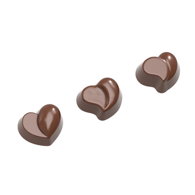 Chocolate World Heart Modern (3 Figures) Polycarbonate Chocolate Mold – ~1.18 x 1.10 x 0.59 in, 21 Cavities