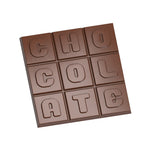 Chocolate World Square Tablet 'Chocolate' Polycarbonate Chocolate Mold – 2.36 x 1.57 x 0.28 in, 12 Cavities
