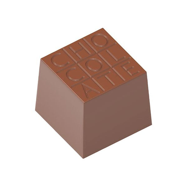 Chocolate World Cube 'Chocolate' Polycarbonate Chocolate Mold – 0.91 x 0.91 x 0.79 in, 24 Cavities