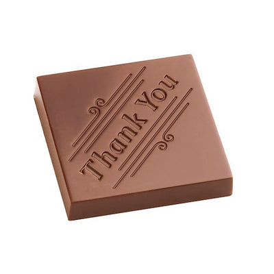 Chocolate World Caraque 'Thank You' Polycarbonate Chocolate Mold – ~1.57 x 1.18 x 0.20 in, 18 Cavities