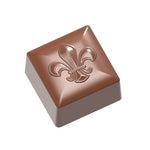 Chocolate World Square Fleur de Lys Polycarbonate Chocolate Mold – ~1.18 x 1.18 x 0.59 in, 21 Cavities