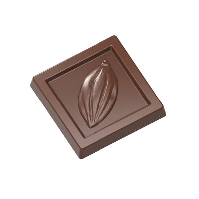 Chocolate World Caraque Cocoa Bean Polycarbonate Chocolate Mold – 1.89 x 1.02 x 0.20 in, 24 Cavities