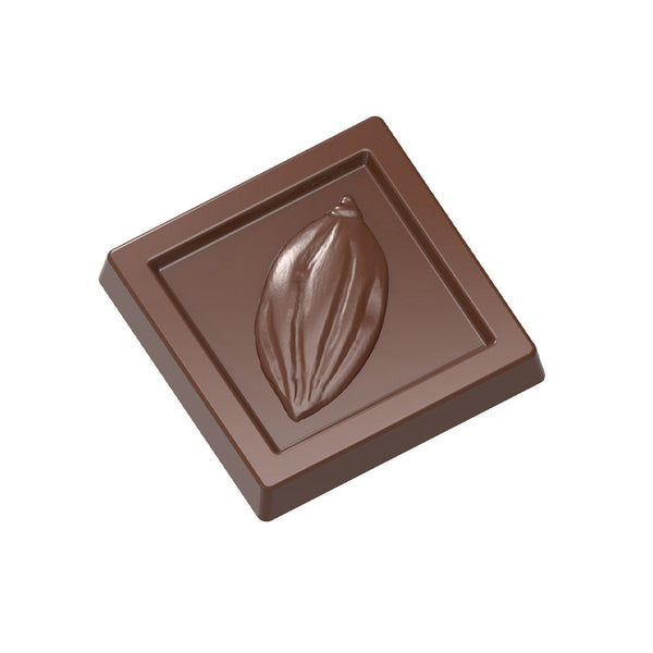 Chocolate World Caraque Cocoa Bean Polycarbonate Chocolate Mold – 1.89 x 1.02 x 0.20 in, 24 Cavities