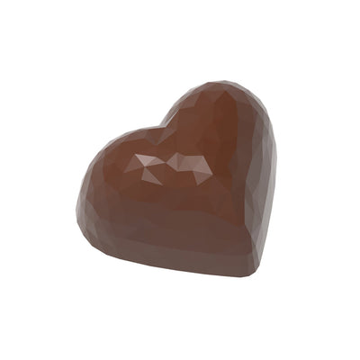 Chocolate World Heart Facet Polycarbonate Chocolate Mold – 1.28 x 1.14 x 0.59 in, 24 Cavities