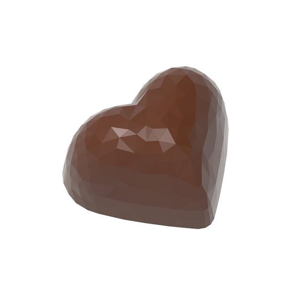Chocolate World Heart Facet Polycarbonate Chocolate Mold – 1.28 x 1.14 x 0.59 in, 24 Cavities