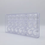 Chocolate World Half Moon Facet Polycarbonate Chocolate Mold – ~1.38 x 0.79 x 0.59 in, 21 Cavities