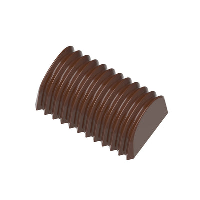 Chocolate World Buche Pleated Polycarbonate Chocolate Mold – ~4.45 x 1.10 x 0.43 in, 7 Cavities