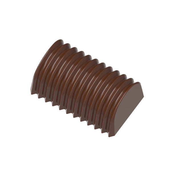 Chocolate World Buche Pleated Polycarbonate Chocolate Mold – ~4.45 x 1.10 x 0.43 in, 7 Cavities